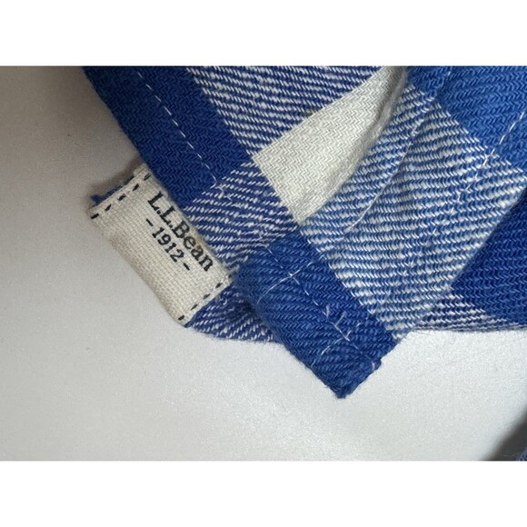 L.L.Bean Womens Scotch Plaid Flannel HoodieShirt Button Down BLUE 100% Cotton XS - Picture 7 of 11